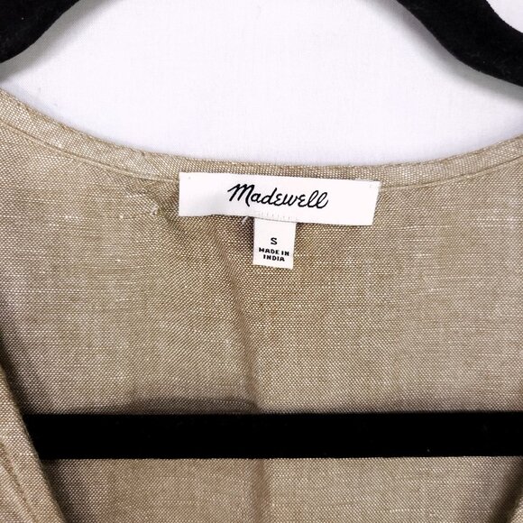 Madewell Linen Blend Mini Dress Size Small Button Front Alexandra Pockets - Picture 7 of 13